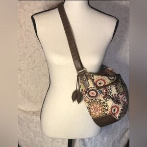 Relic Women's Brown Abstract Floral, Cross Body Purse Pre-Owned